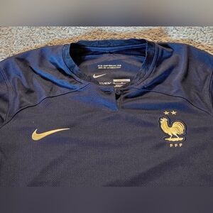 Nike Dri-Fit WomensFrench Soccer Jersey Navy/ Gold Size Medium
